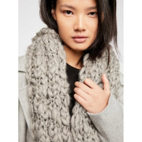 Free People Chunky Knit Cowl Scarf, Gray, One Size - Picture 3 of 5